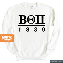 Load image into Gallery viewer, Beta Theta Pi Sweatshirt - Beta Black Letters Crewneck Sweatshirt - Kite and Crest