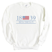 Load image into Gallery viewer, Beta Theta Pi Sweatshirt - Beta Flag Year Crewneck Sweatshirt - Kite and Crest