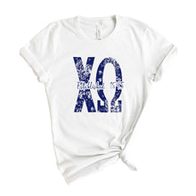 Load image into Gallery viewer, Chi Omega Blue Floral Sorority T-Shirt - Kite and Crest