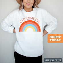 Load image into Gallery viewer, Chi Omega Sweatshirt - CHIO Colorful Rainbow Crewneck Sweatshirt - Kite and Crest