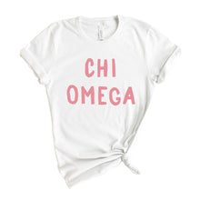 Load image into Gallery viewer, Chi Omega T-Shirt | CHI O Pink Bubble Letters Shirt | Chi Omega Sorority Gift Idea - Kite and Crest