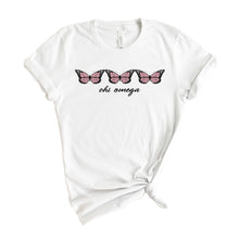 Load image into Gallery viewer, Chi Omega T-shirt - Chi O Three Butterflies Tee - Kite and Crest