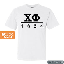 Load image into Gallery viewer, Chi Phi Comfort Colors T-Shirt - Chi Phi Black Letters Shirt - Kite and Crest