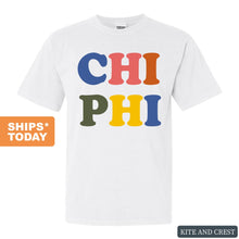Load image into Gallery viewer, Chi Phi Comfort Colors T-Shirt - Chi Phi Retro Letters Shirt - Kite and Crest