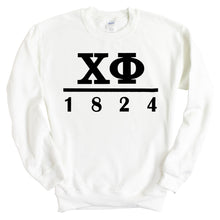 Load image into Gallery viewer, Chi Phi Sweatshirt - Chi Phi Black Letters Crewneck Sweatshirt - Kite and Crest