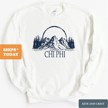 Load image into Gallery viewer, Chi Phi Sweatshirt - Chi Phi Epic Mountains Crewneck Sweatshirt - Kite and Crest