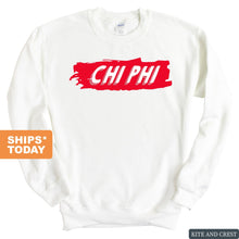 Load image into Gallery viewer, Chi Phi Sweatshirt - Chi Phi Red Slash Crewneck Sweatshirt - Kite and Crest
