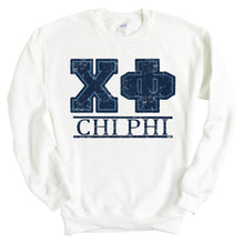 Load image into Gallery viewer, Chi Phi Sweatshirt - Chi Phi Washed Letters Crewneck Sweatshirt - Kite and Crest