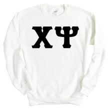 Load image into Gallery viewer, Chi Psi Basic Black Letters Sweatshirt - Fraternity Crewneck Sweatshirt - Kite and Crest
