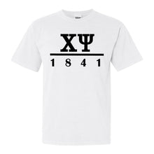 Load image into Gallery viewer, Chi Psi Black Letter Comfort Colors T-Shirt - Fraternity Tee - Kite and Crest