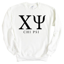 Load image into Gallery viewer, Chi Psi Block Letter Sweatshirt - Fraternity Crewneck Sweatshirt - Kite and Crest