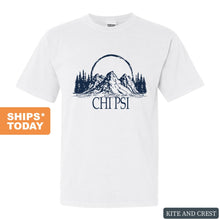 Load image into Gallery viewer, Chi Psi Epic Mountains Comfort Colors T-Shirt - Fraternity Tee - Kite and Crest