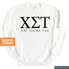 Load image into Gallery viewer, Chi Sigma Tau Block Letter Sweatshirt - Fraternity Crewneck Sweatshirt - Kite and Crest