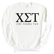 Load image into Gallery viewer, Chi Sigma Tau Block Letter Sweatshirt - Fraternity Crewneck Sweatshirt - Kite and Crest