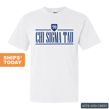 Load image into Gallery viewer, Chi Sigma Tau Shield Comfort Colors T-Shirt - Fraternity Tee - Kite and Crest
