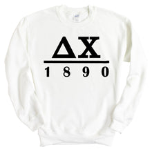 Load image into Gallery viewer, Delta Chi Sweatshirt - D-Chi Black Letters Crewneck Sweatshirt - Kite and Crest