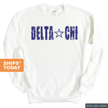 Load image into Gallery viewer, Delta Chi Sweatshirt - D-Chi Fraternal Star Crewneck Sweatshirt - Kite and Crest