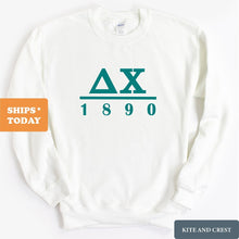 Load image into Gallery viewer, Delta Chi Sweatshirt - D-Chi Lettered Basic Crewneck Sweatshirt - Kite and Crest