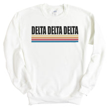 Load image into Gallery viewer, Delta Delta Delta Sweatshirt | Tri Delta Colorful Stripes Crewneck Sweatshirt | Delta Delta Delta Sorority Gift Idea - Kite and Crest