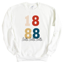 Load image into Gallery viewer, Delta Delta Delta Sweatshirt | Tri Delta Colorful Year Crewneck Sweatshirt | Delta Delta Delta Sorority Gift Idea - Kite and Crest
