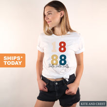 Load image into Gallery viewer, Delta Delta Delta T-Shirt | Tri Delta Colorful Year Shirt | Delta Delta Delta Sorority Gift Idea - Kite and Crest