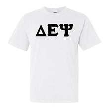 Load image into Gallery viewer, Delta Epsilon Psi Basic Black Letters Comfort Colors T-Shirt - Fraternity Tee - Kite and Crest