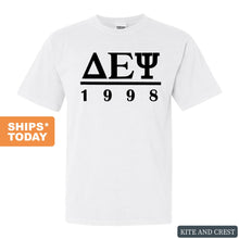 Load image into Gallery viewer, Delta Epsilon Psi Black Letter Comfort Colors T-Shirt - Fraternity Tee - Kite and Crest