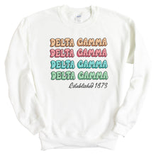Load image into Gallery viewer, Delta Gamma Sweatshirt - Dee Gee (DG) Stencil Crewneck Sweatshirt - Kite and Crest