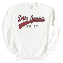 Load image into Gallery viewer, Delta Gamma Sweatshirt | DG Baseball Crewneck Sweatshirt | Delta Gamma Sorority Gift Idea - Kite and Crest