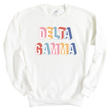 Load image into Gallery viewer, Delta Gamma Sweatshirt | DG Retro Crewneck Sweatshirt | Delta Gamma Sorority Gift Idea - Kite and Crest