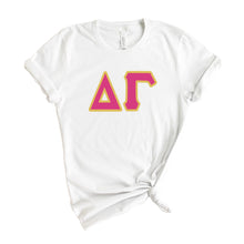 Load image into Gallery viewer, Delta Gamma T-shirt - Dee Gee (DG) Cute Letters Tee - Kite and Crest