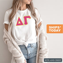 Load image into Gallery viewer, Delta Gamma T-shirt - Dee Gee (DG) Cute Letters Tee - Kite and Crest