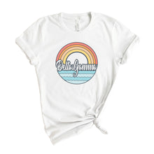Load image into Gallery viewer, Delta Gamma T-shirt - Dee Gee (DG) Wavy Rainbow Tee - Kite and Crest