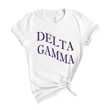 Load image into Gallery viewer, Delta Gamma T-Shirt | DG Large and Wavy Letters Shirt | Delta Gamma Sorority Gift Idea - Kite and Crest