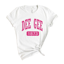 Load image into Gallery viewer, Delta Gamma T-Shirt | DG Large Established Shirt | Delta Gamma Sorority Gift Idea - Kite and Crest