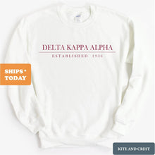 Load image into Gallery viewer, Delta Kappa Alpha Boyfriend Sweatshirt - Fraternity Crewneck Sweatshirt - Kite and Crest