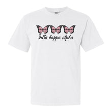 Load image into Gallery viewer, Delta Kappa Alpha Trendy Butterfly Comfort Colors T-Shirt - Kite and Crest
