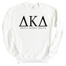 Load image into Gallery viewer, Delta Kappa Delta Block Letter Crewneck Sweatshirt - Kite and Crest