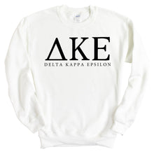 Load image into Gallery viewer, Delta Kappa Epsilon Block Letter Sweatshirt - Fraternity Crewneck Sweatshirt - Kite and Crest
