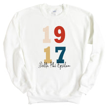 Load image into Gallery viewer, Delta Phi Epsilon Sweatshirt | DPHIE Colorful Year Crewneck Sweatshirt | Delta Phi Epsilon Sorority Gift Idea - Kite and Crest