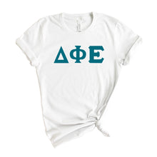 Load image into Gallery viewer, Delta Phi Epsilon T-Shirt | DPHIE Basic Large Letters Shirt | Delta Phi Epsilon Sorority Gift Idea - Kite and Crest