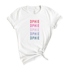 Load image into Gallery viewer, Delta Phi Epsilon T-shirt - DPHIE Bright and Stacked Tee - Kite and Crest