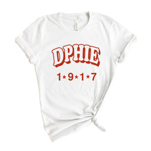 Load image into Gallery viewer, Delta Phi Epsilon T-shirt - DPHIE Red Arch Tee - Kite and Crest