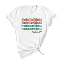 Load image into Gallery viewer, Delta Phi Epsilon T-shirt - DPHIE Stencil Tee - Kite and Crest