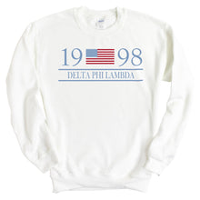 Load image into Gallery viewer, Delta Phi Lambda Flag and Year Crewneck Sweatshirt - Kite and Crest