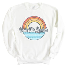 Load image into Gallery viewer, Delta Phi Lambda Wavy Rainbow Crewneck Sweatshirt - Kite and Crest