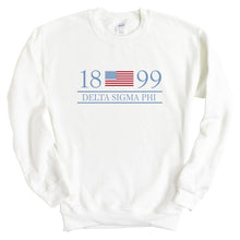 Load image into Gallery viewer, Delta Sigma Phi Sweatshirt - Delta Sig Flag Year Crewneck Sweatshirt - Kite and Crest
