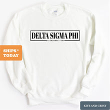 Load image into Gallery viewer, Delta Sigma Phi Sweatshirt - Delta Sig Fraternal Block Crewneck Sweatshirt - Kite and Crest