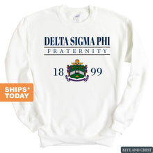 Load image into Gallery viewer, Delta Sigma Phi Sweatshirt - Delta Sig Large Crest Crewneck Sweatshirt - Kite and Crest