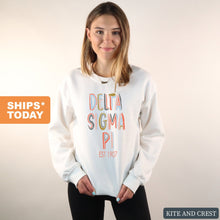 Load image into Gallery viewer, Delta Sigma Pi Pastel Stencil Sweatshirt - Fraternity Crewneck Sweatshirt - Kite and Crest
